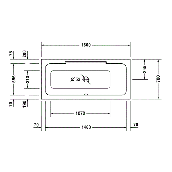 Duravit Durastyle Inset Bath With Support Feet Straight Baths Indesign